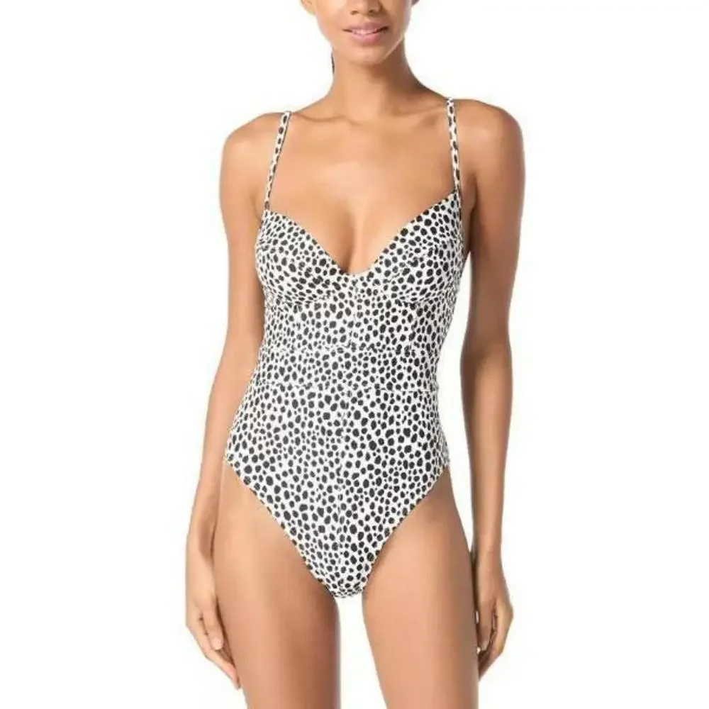 Cheetah Print Women's One-Piece Swimsuit by Michael Kors Black/White 8